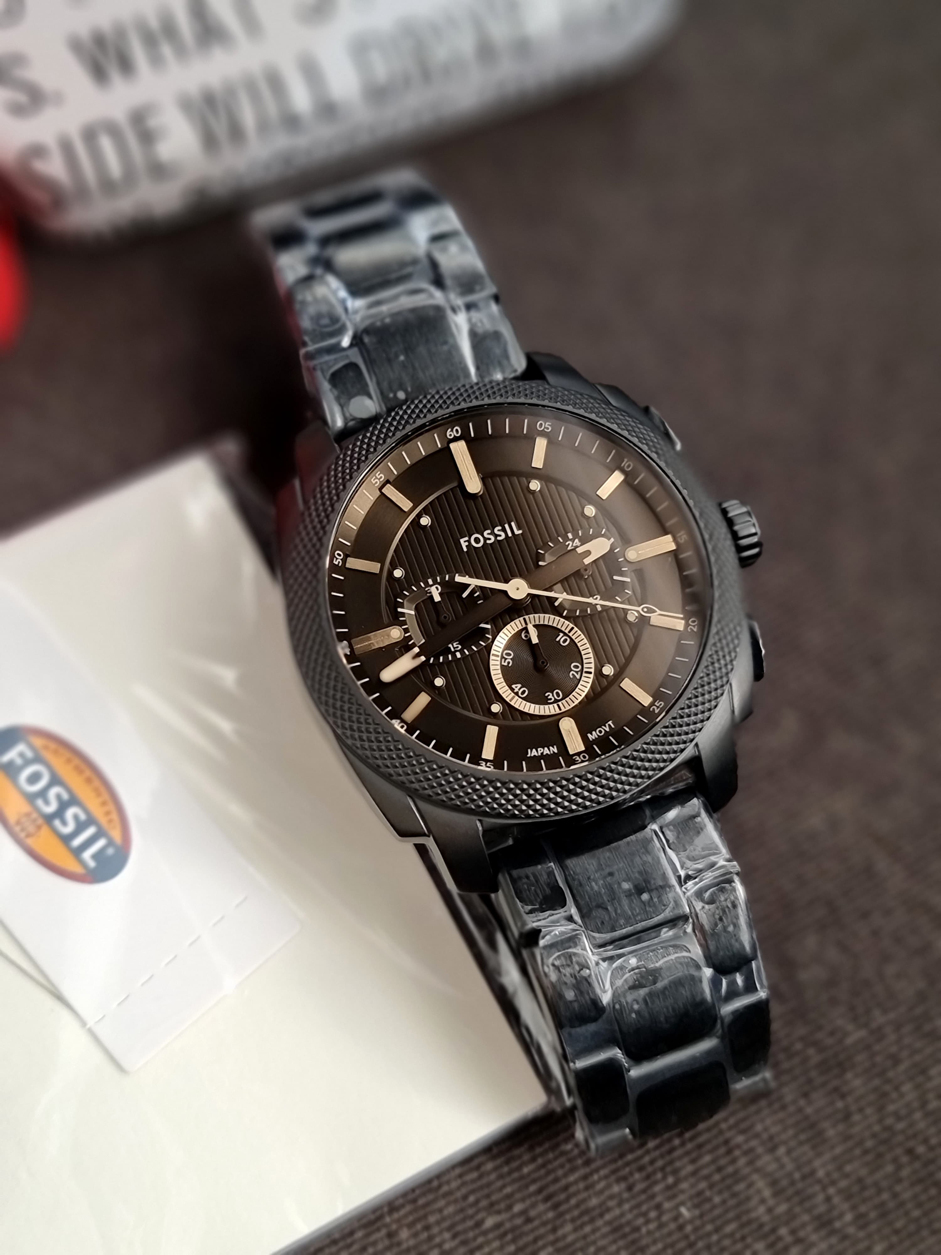 Fossil Machine Chronograph Black 44mm Stainless Steel Watch - FS6097
