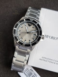 EMPORIO ARMANI World Explorer Silver Stainless Steel Grey 42mm Dial Quartz Watch for Gents - A11683