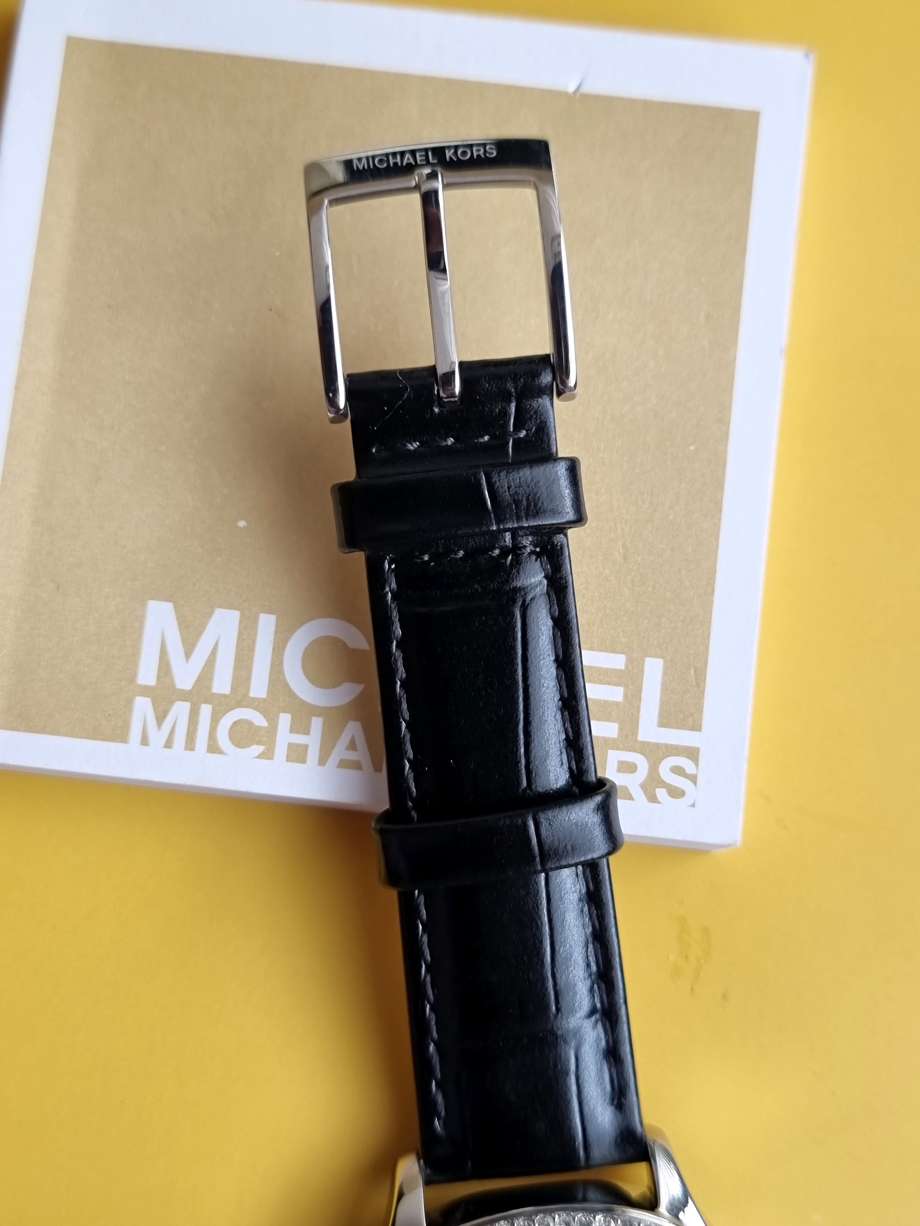Michael Kors Sage Pave Silver-Tone and Crocodile Embossed Leather 38mm Watch MK4821