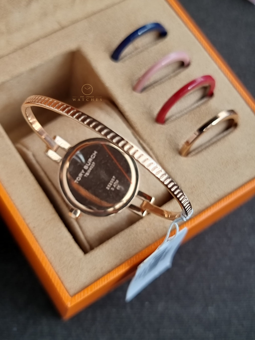 Tory Burch Riva Rose Gold Dial Rose Gold Steel Strap Watch for Women - TBW4037