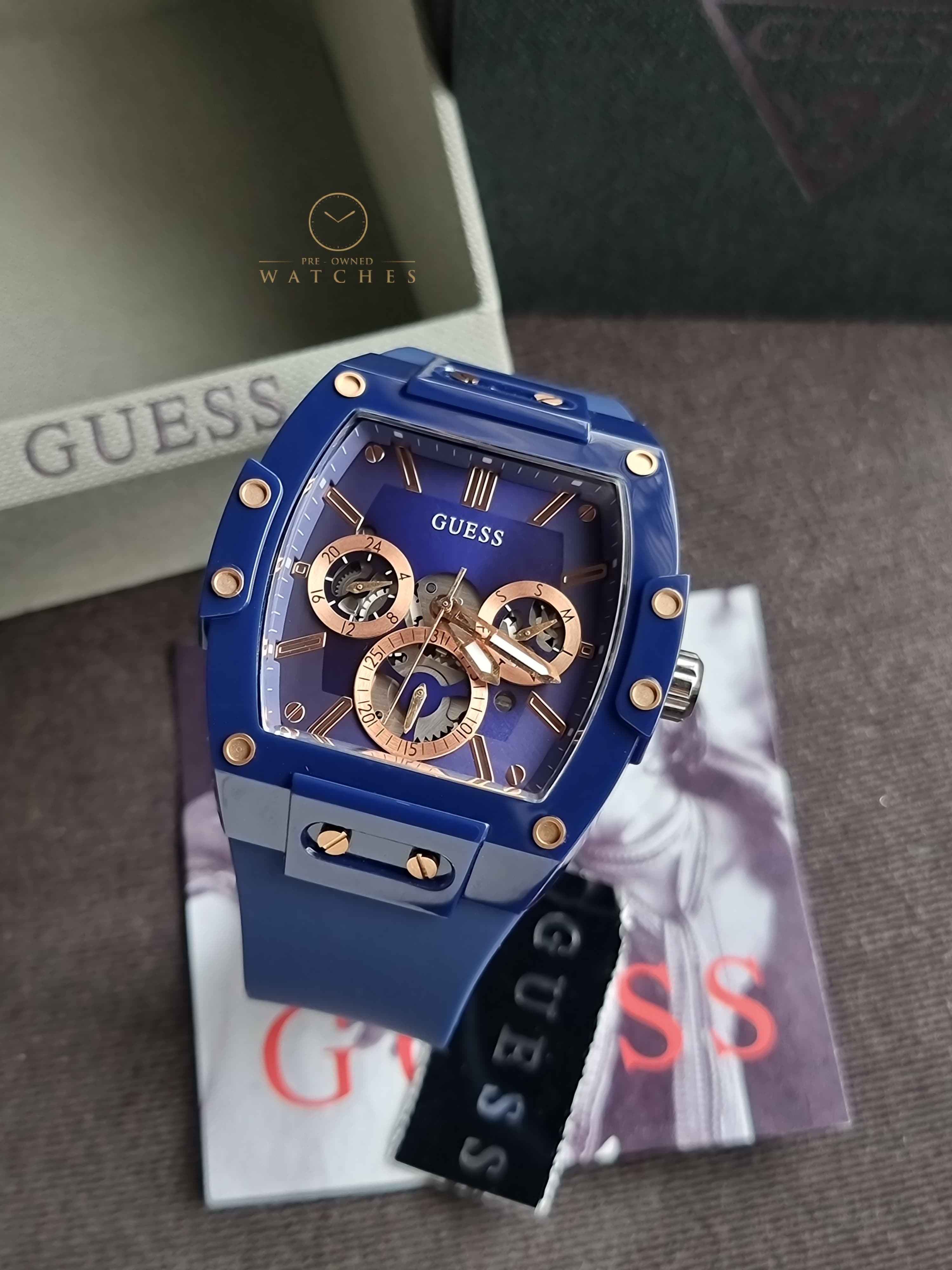 Guess Phoenix Blue Silicone Strap Blue Dial Quartz Watch for Gents - GW0203G7