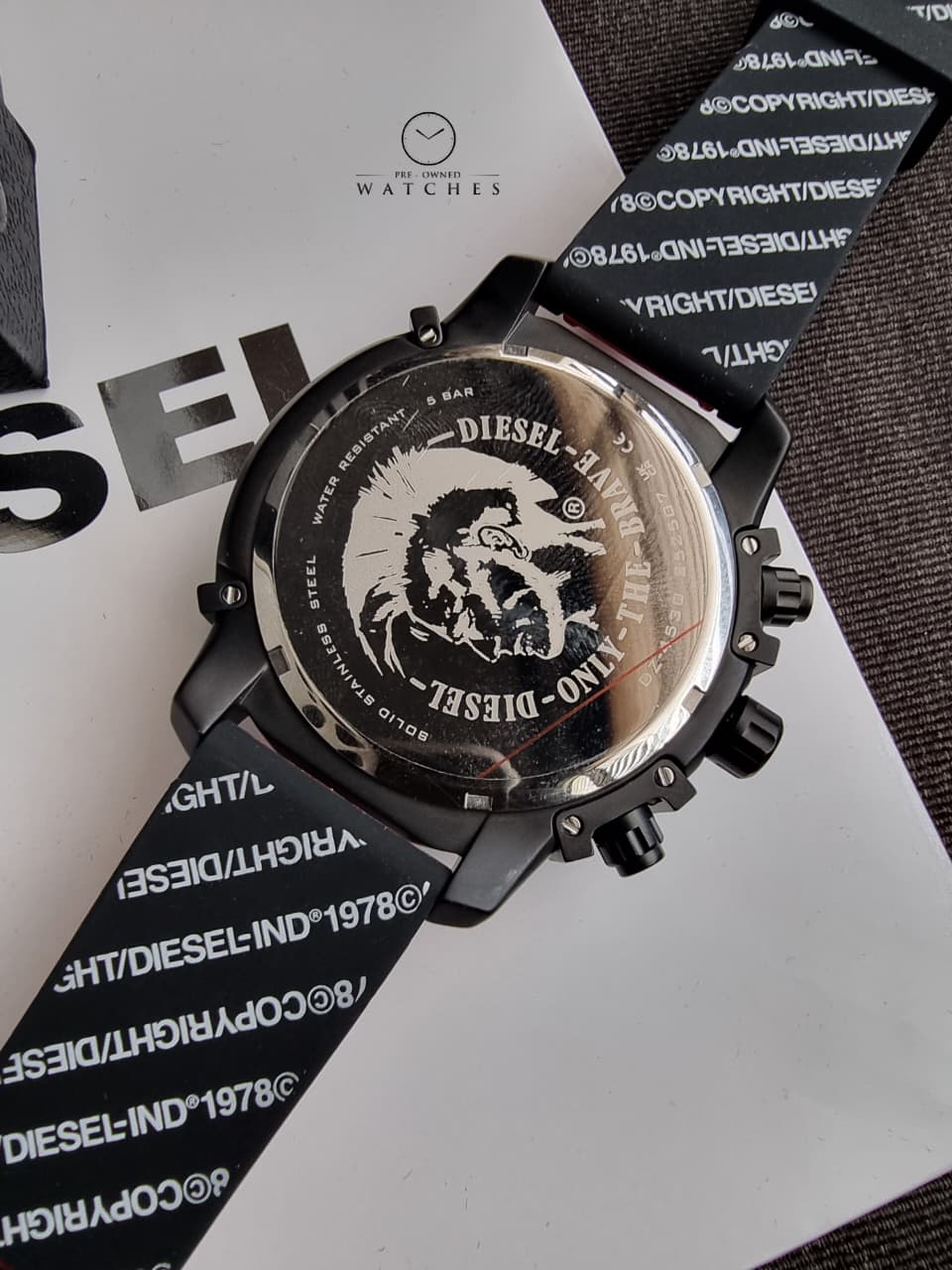 Diesel Analog Black 48mm Dial Men's Silicone Watch-DZ4530