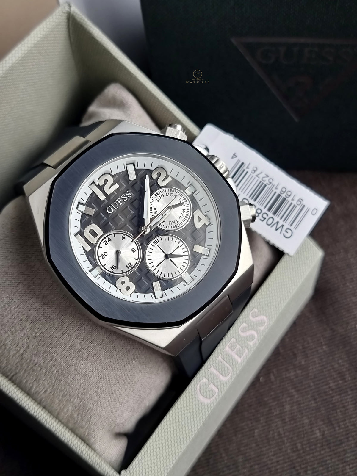 Guess Men’s Quartz Black Silicone Strap Black Dial 46mm Watch GW0583G1