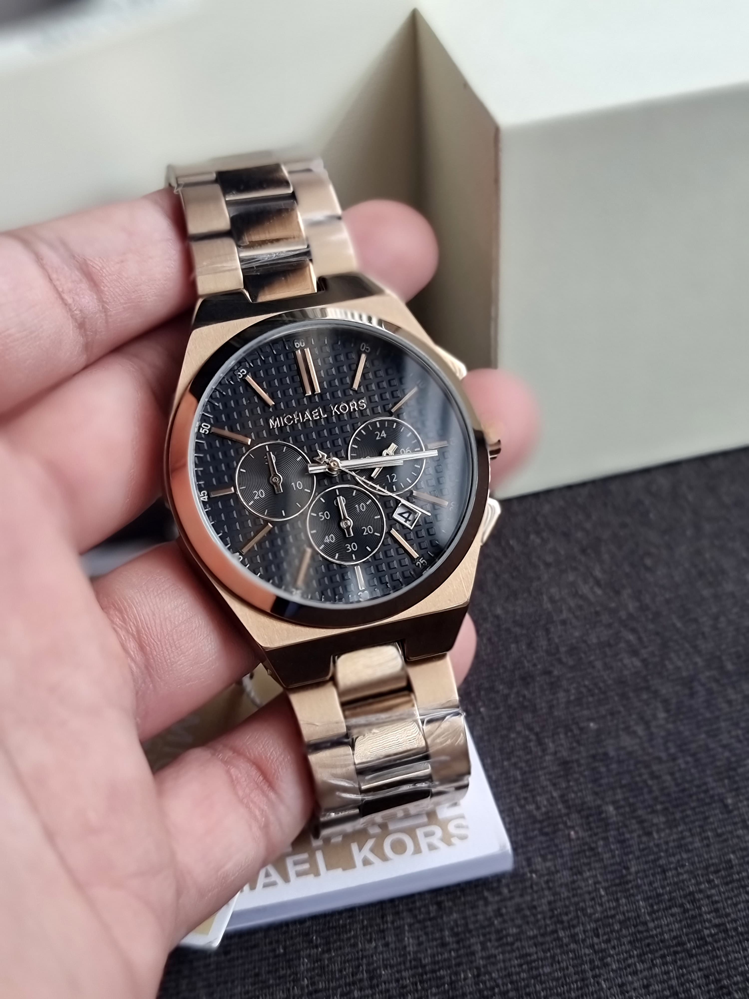 Michael Kors Men’s Quartz Rose Gold Stainless Steel Black Dial 41mm Watch MK9119