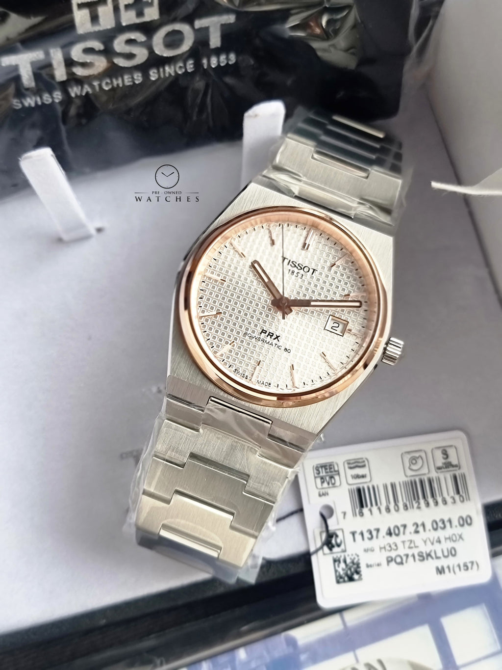 Tissot PRX Powermatic 80 Grey Stainless Steel Silver Dial Automatic Watch for Men's T137.407.21.031.00