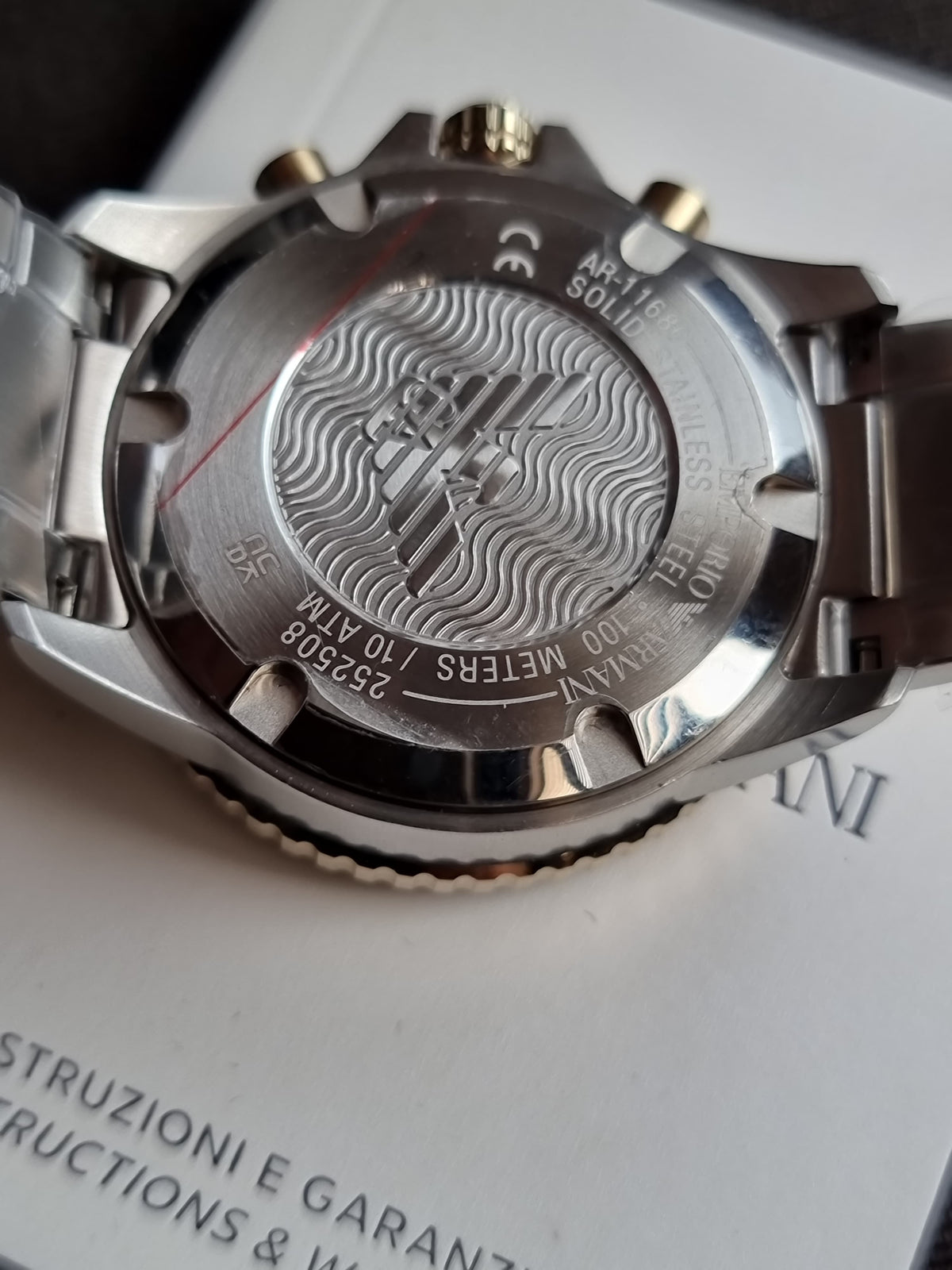 Emporio Armani Two-tone Stainless Steel Black Dial Quartz Watch for Gents - A11680
