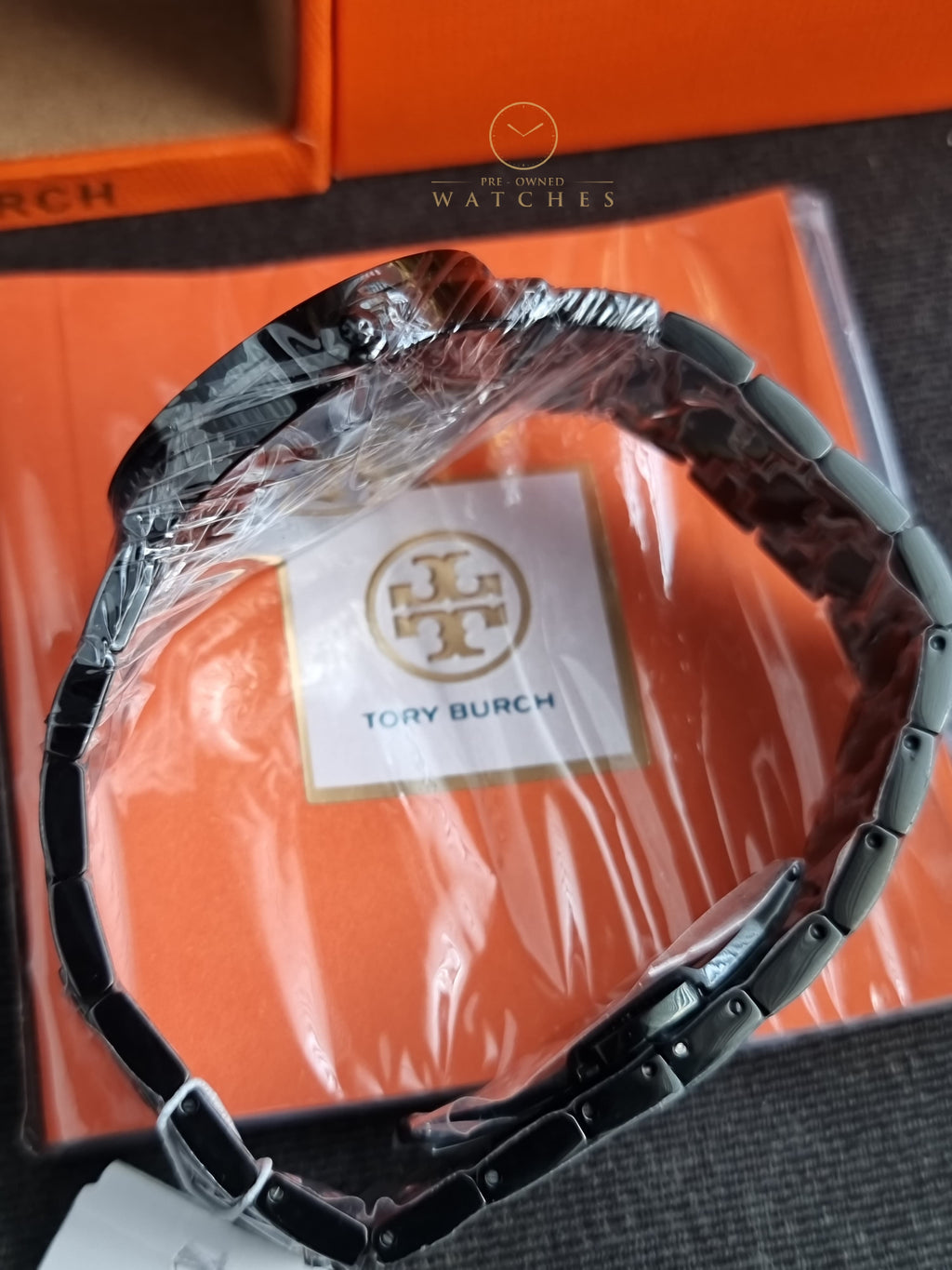 Tory Burch Reva Black Stainless Steel Black glossy Dial Quartz Watch for Ladies - TBW4039