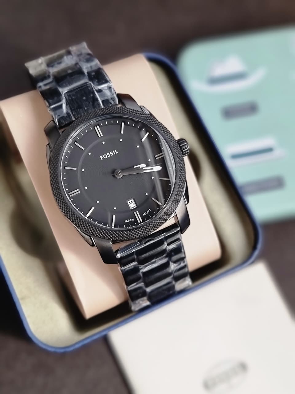 Fossil Machine Black Stainless Steel Black Dial Quartz Watch for Gents - FS4775