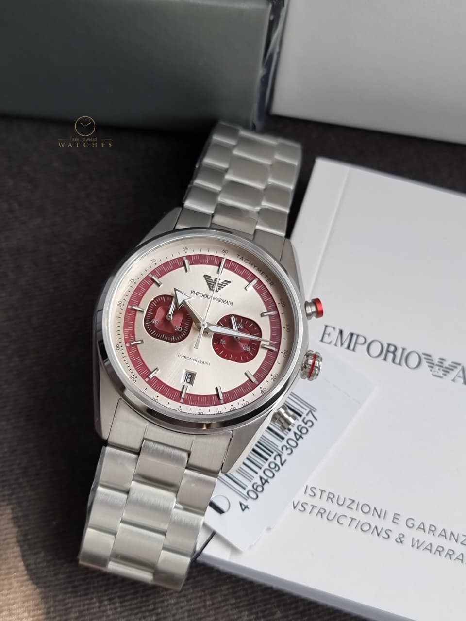 Emporio Armani Silver Tone Chronograph Watch AR11645
