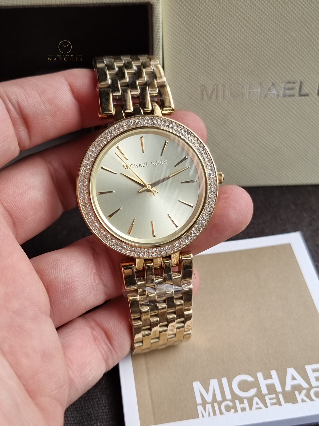 Michael Kors Darci Glitz Gold Dial Pave Bezel Ladies Watch MK3191