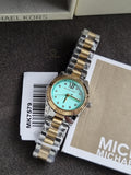 Michael Kors Petite Lexington 26mm Turquoise Dial Two Tone Stainless Steel Bracelet Watch
 MK7579
