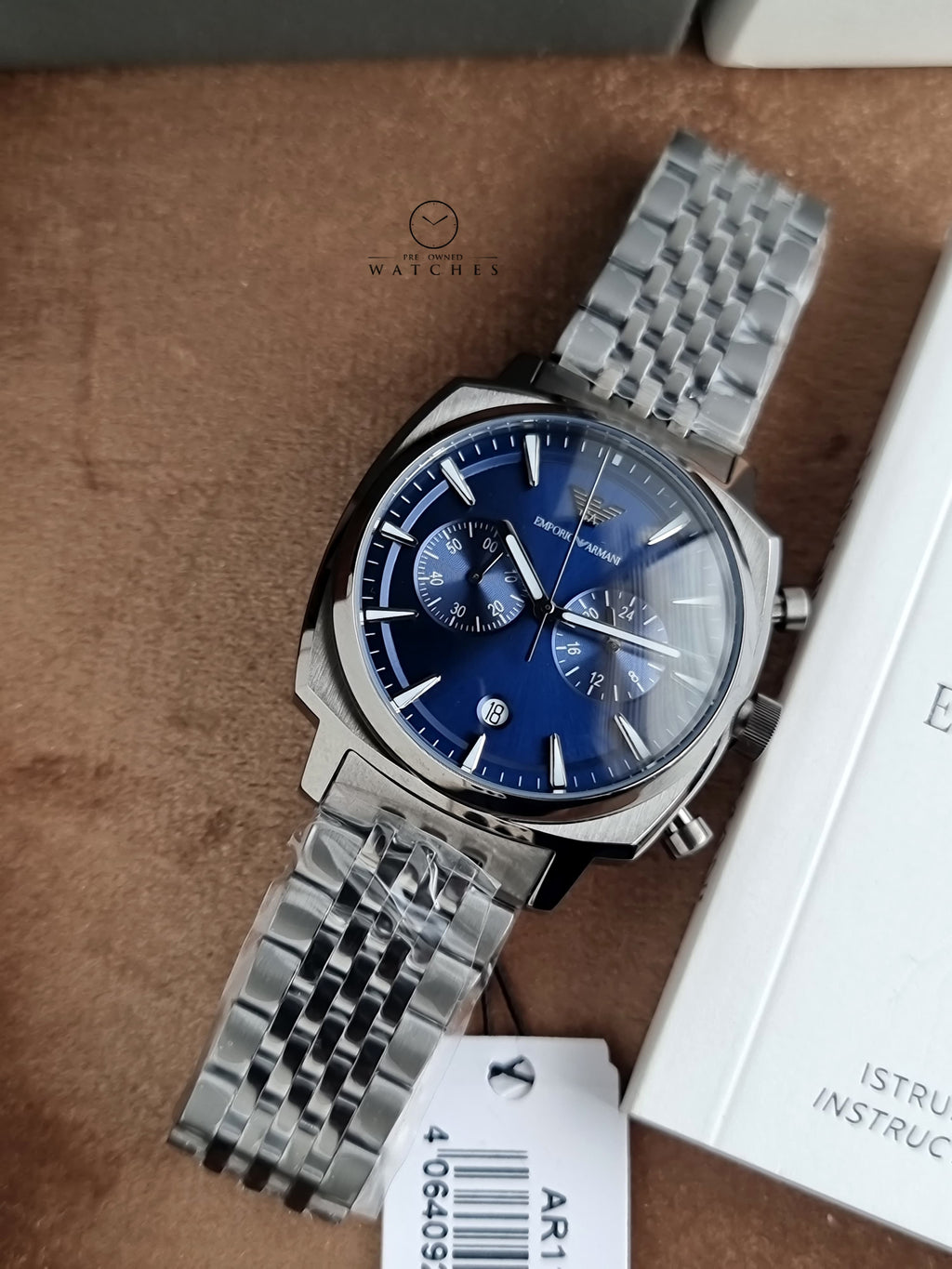 Emporio Armani 40 mm Quartz Blue Dial Gunmetal Chain Men’s Watch AR11726