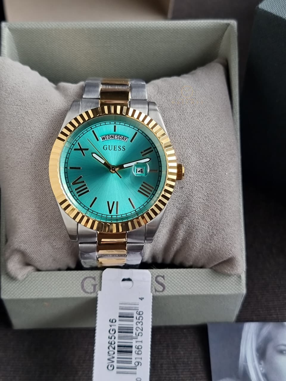 GUESS Green Dial Two-Tone Bracelet Men's Quartz 42mm Watch - GW0265G16