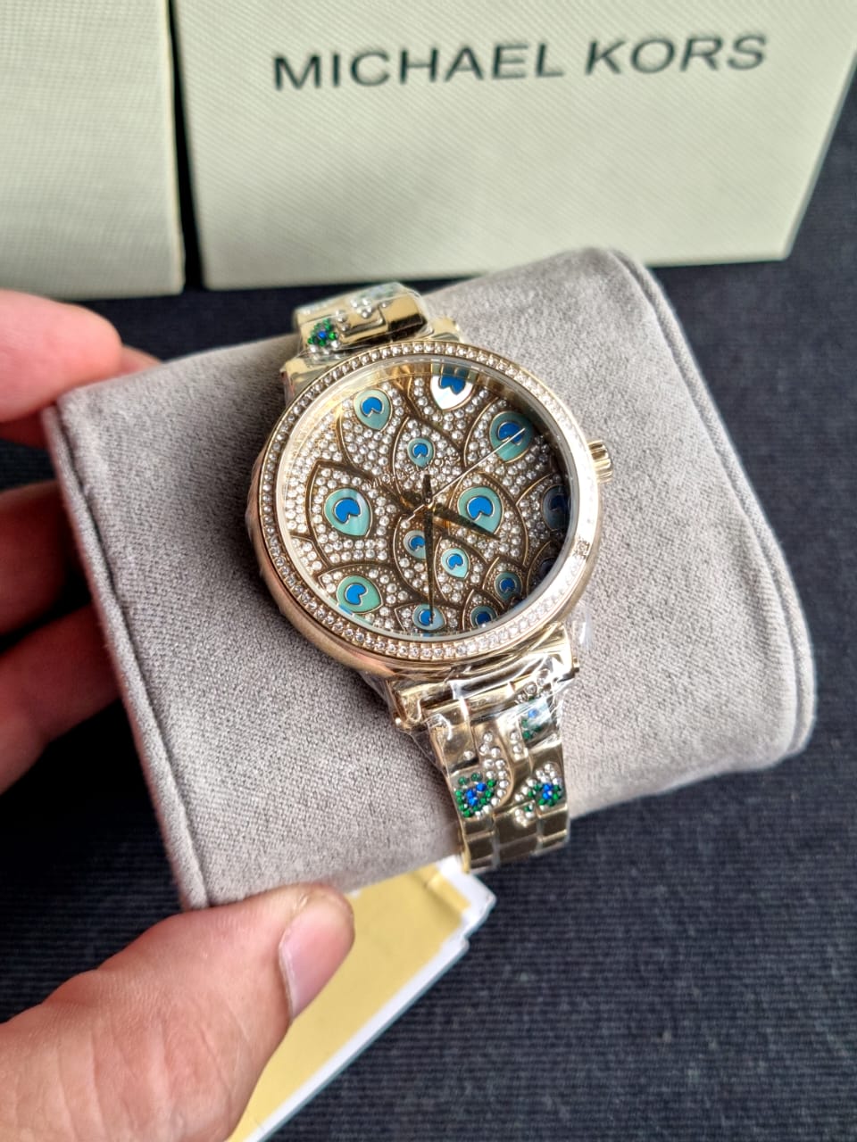 Michael Kors Women’s Quartz Stainless Steel Gold Peacok Dial 36mm Watch MK3945