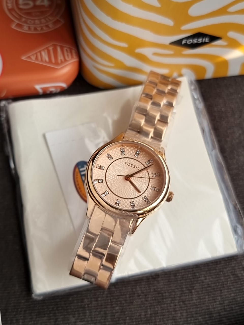 Fossil Modern Sophisticate 3 Hand Rose-Gold Tone Stainless Steel Watch BQ1571