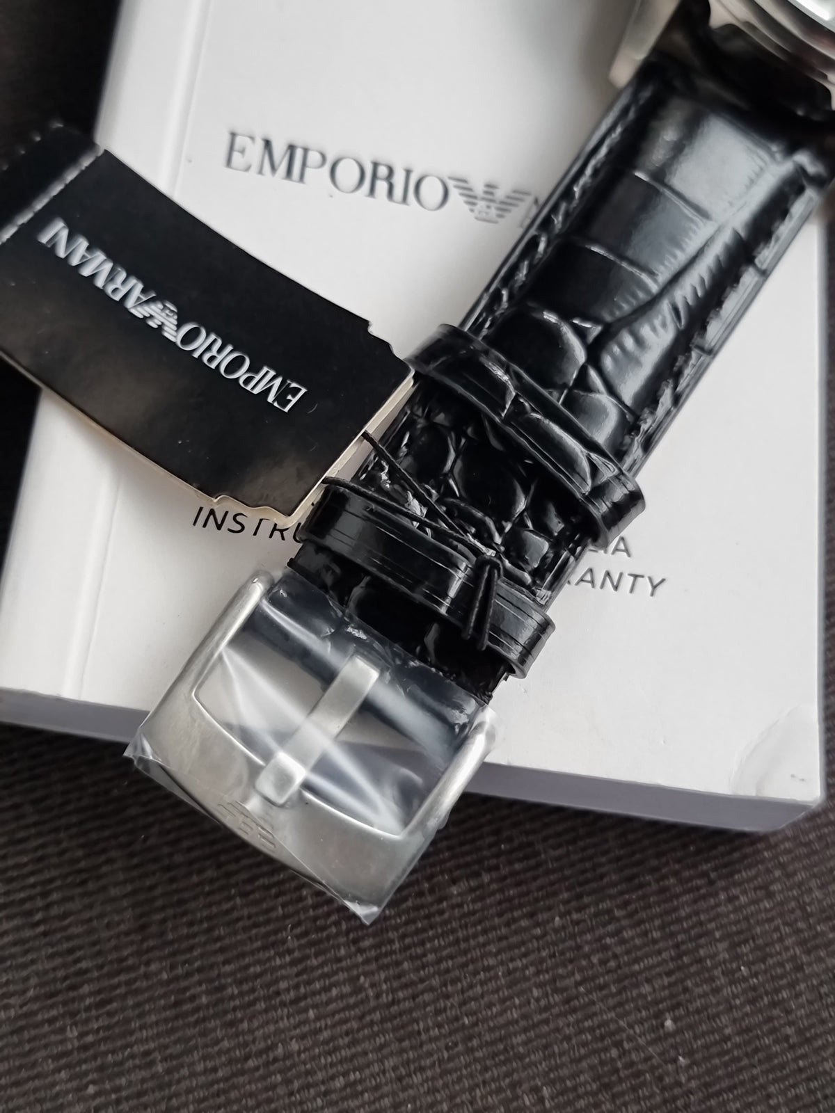 Emporio Armani Meccanico Automatic Black 45mm Dial Leather Strap Watch For Men - AR4629