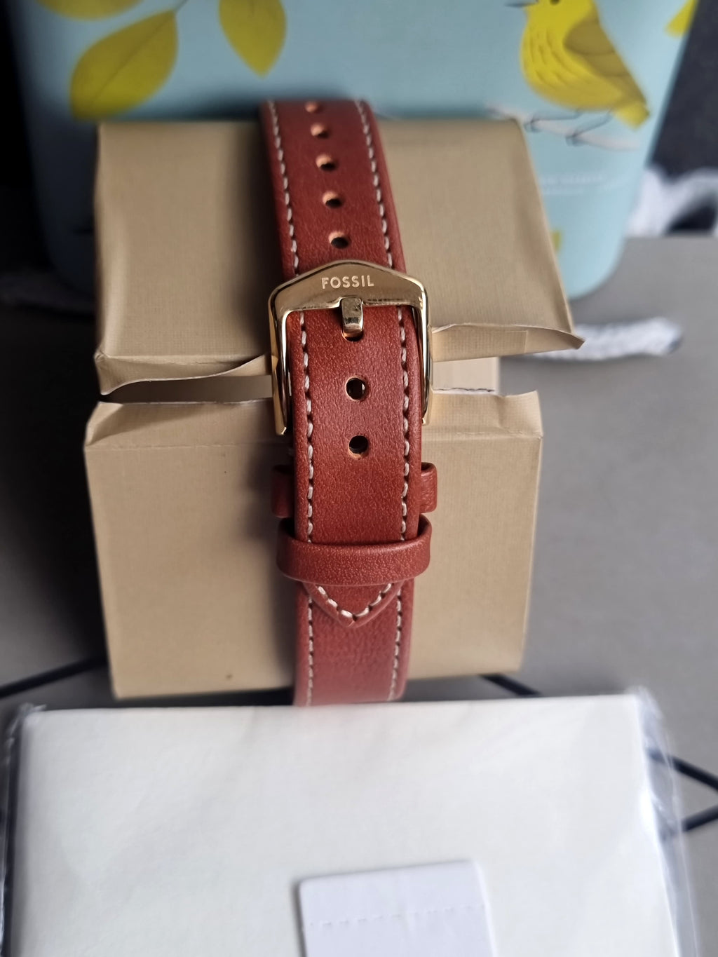 Fossil Harlow Three-Hand Brown Leather Cream Dial Women’s Watch ES5364