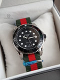 Gucci Dive Two-tone Leather Black Dial Quartz Watch for Gents - YA136209