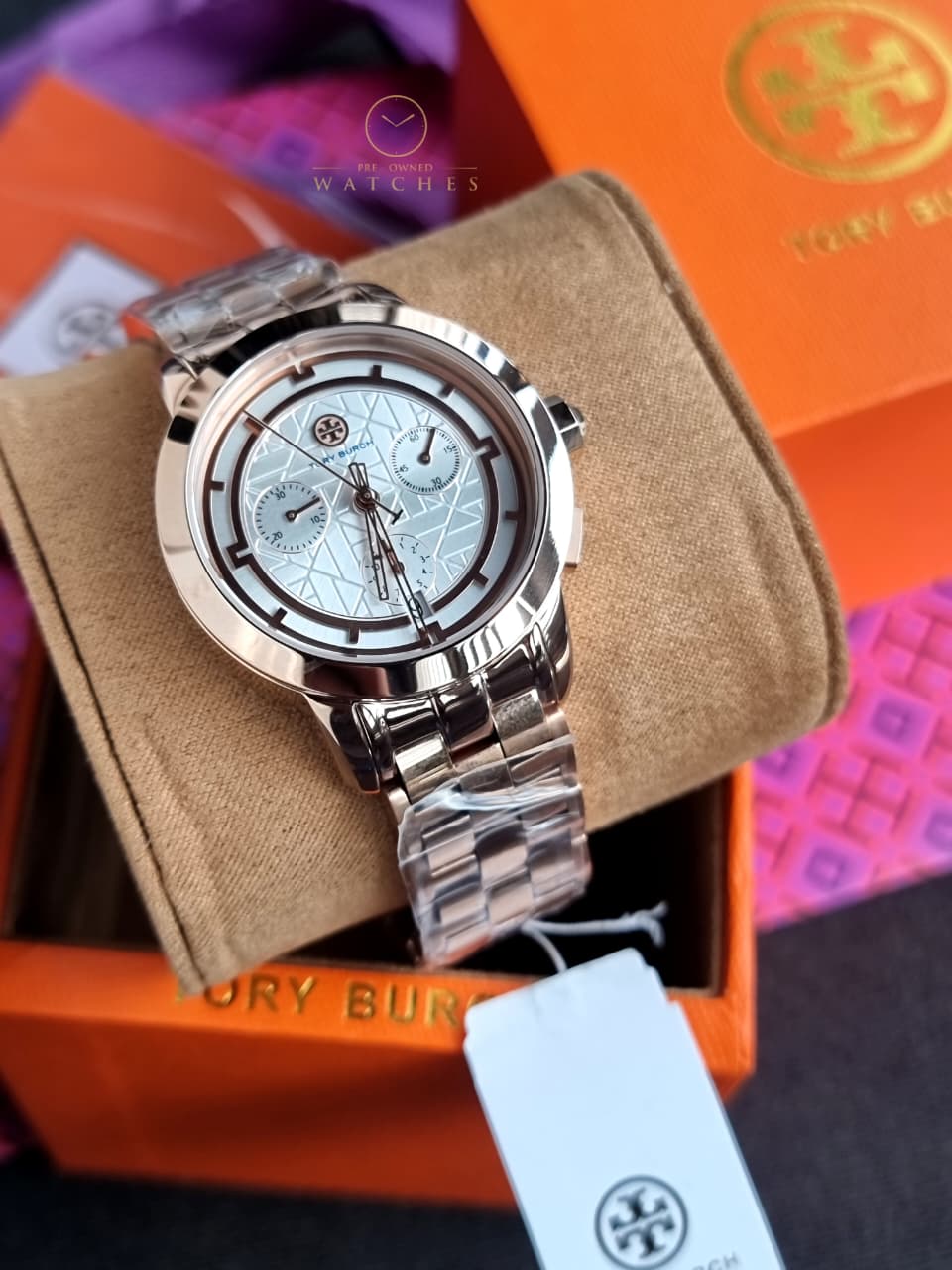 Tory Burch Classic Chronograph 38mm Rose-Gold Women’s Watch – TBW1033