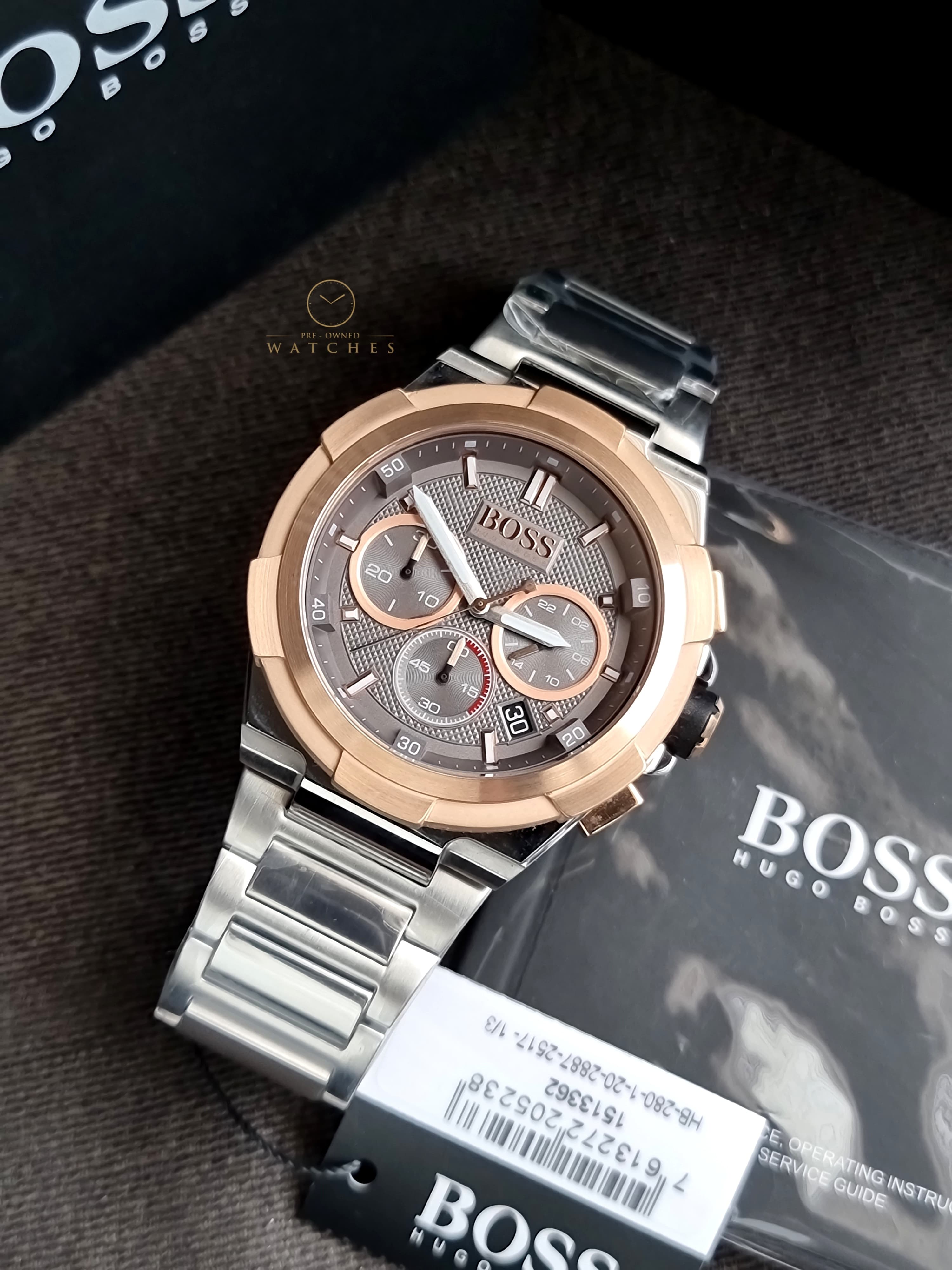 HUGO BOSS Supernova Silver Stainless Steel Grey Dial Chronograph Quartz Watch for Gents - 1513362