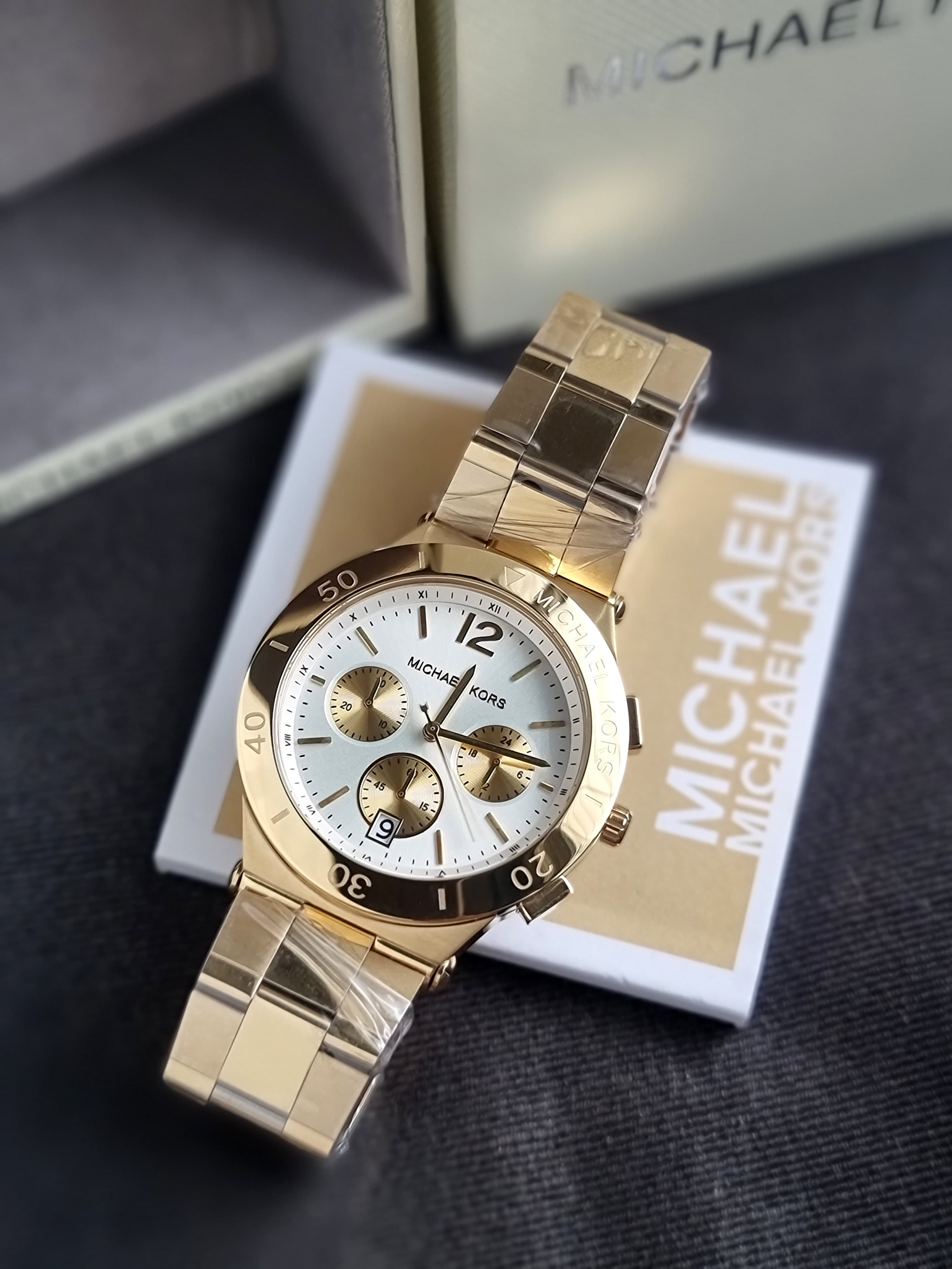 Michael Kors
Wyatt Chronograph White Dial Gold Ion-plated Ladies Watch-MK5933