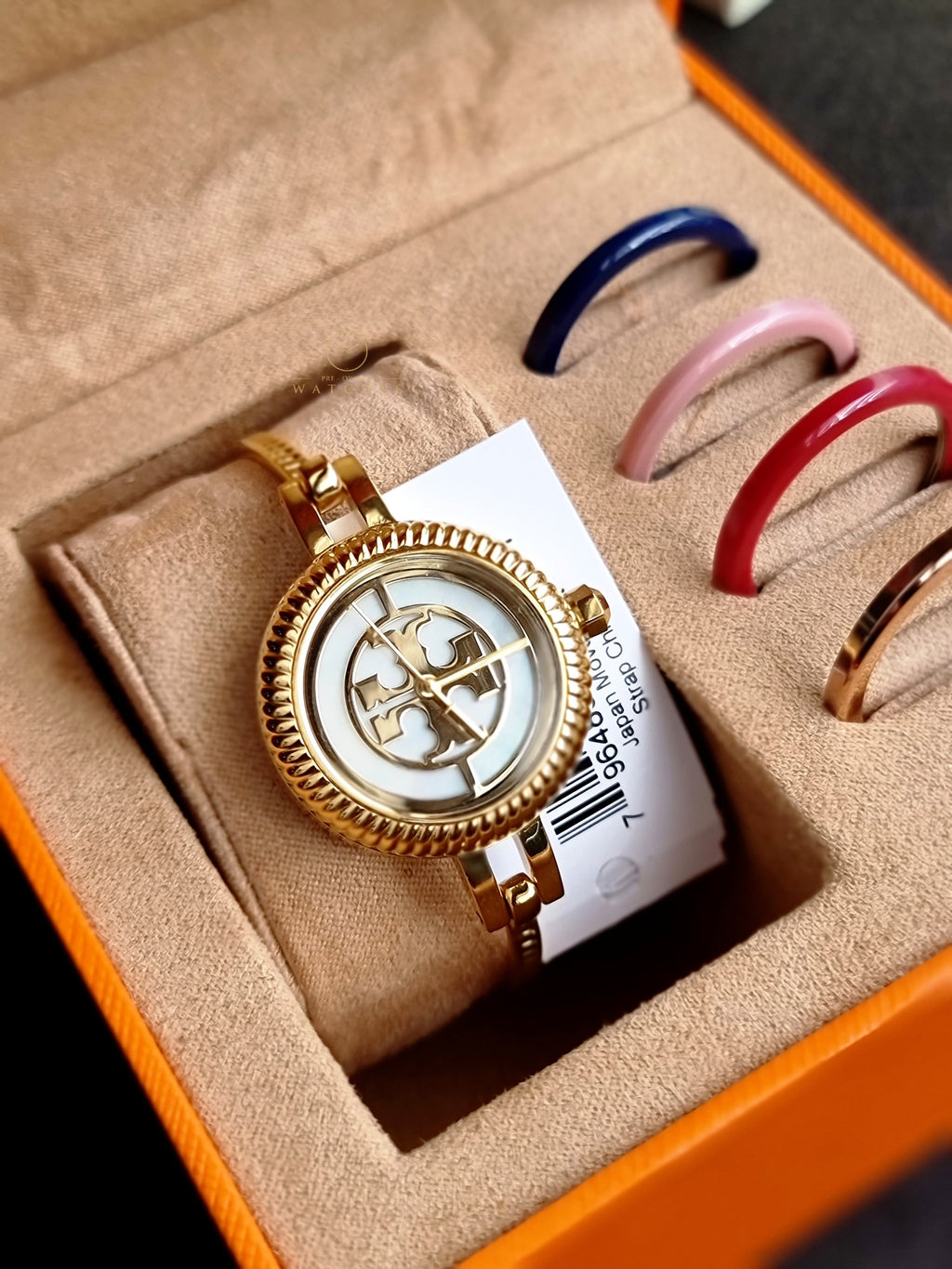 Tory Burch Riva Gold 27mm Dial Gold Steel Strap Watch for Women - TBW4029