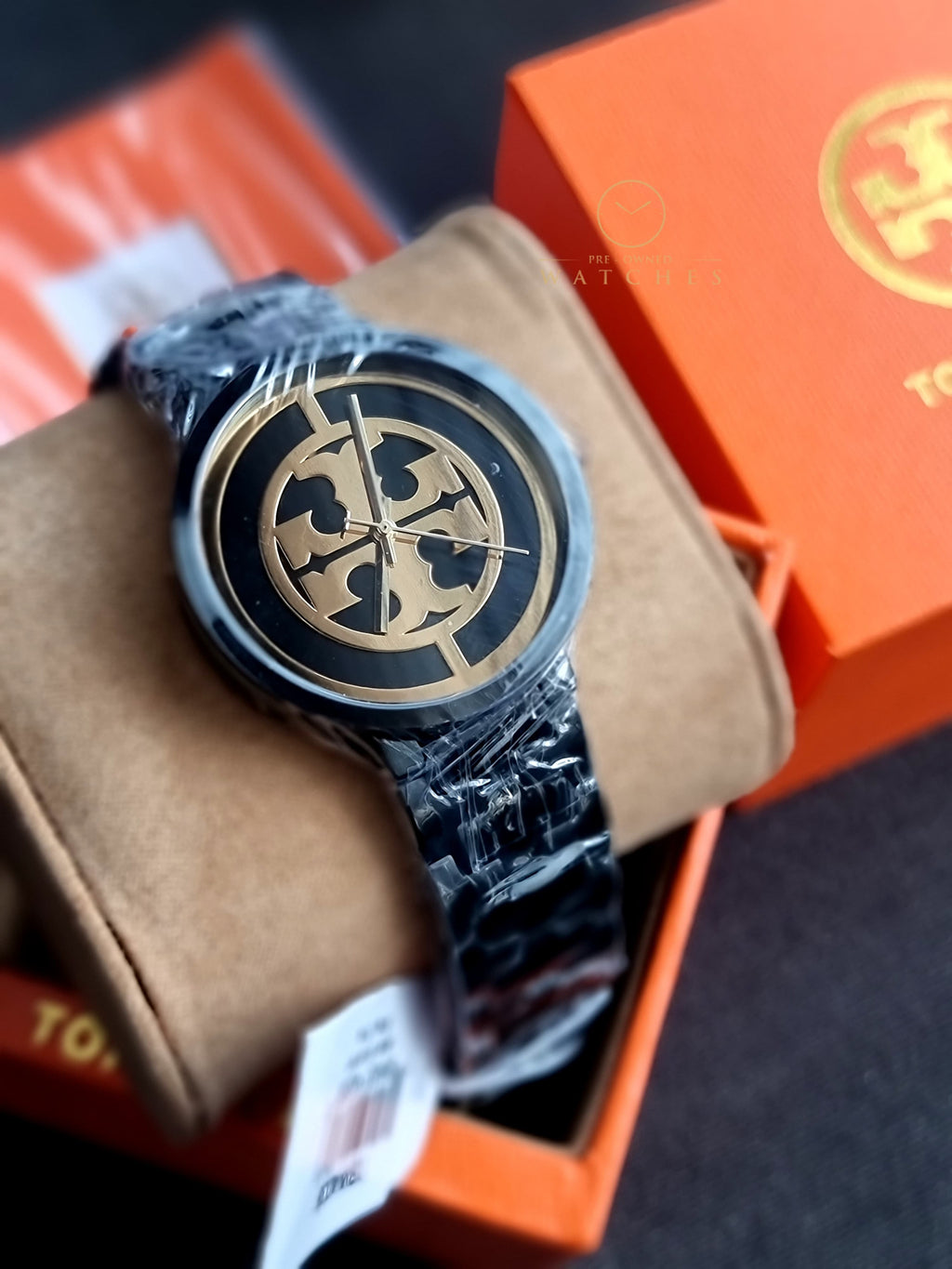 Tory Burch Reva Black Stainless Steel Black glossy Dial Quartz Watch for Ladies - TBW4039