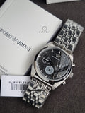 Emporio Armani Franco Black 43mm Dial Silver Steel Strap Watch For Men - AR0373