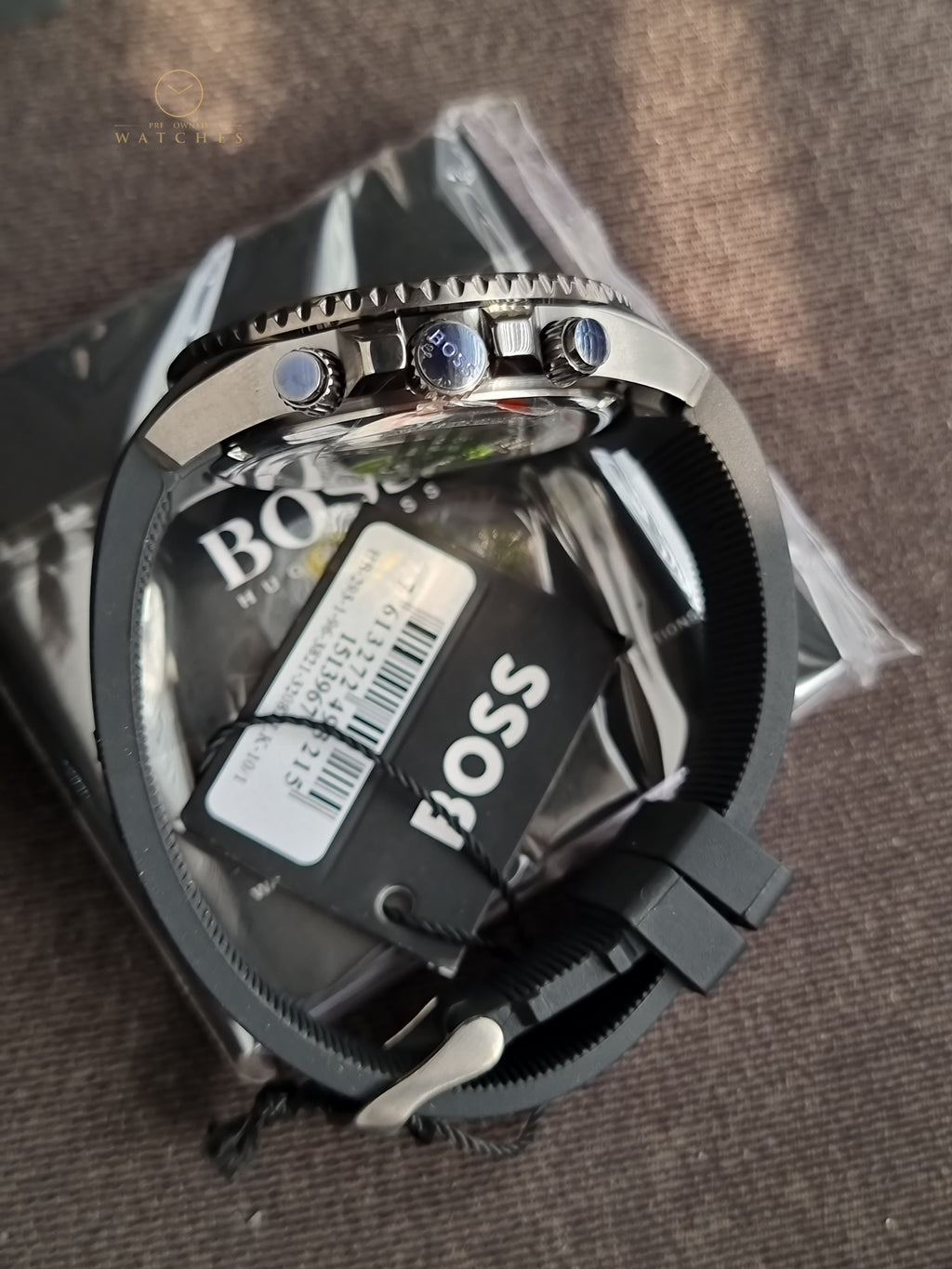 Hugo Boss Admiral Black Silicone Strap Green 46mm Dial Chronograph Quartz  Men's Watch 1513967