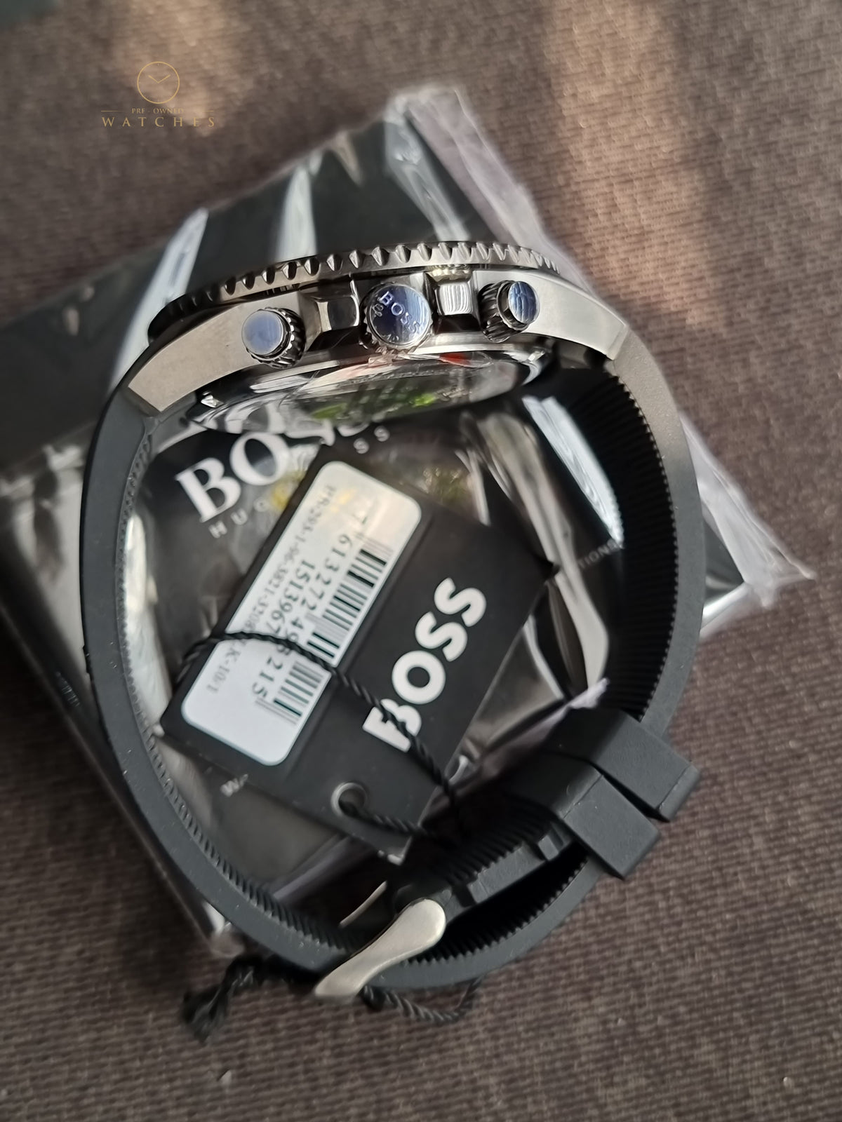 Hugo Boss Admiral Black Silicone Strap Green 46mm Dial Chronograph Quartz  Men's Watch 1513967