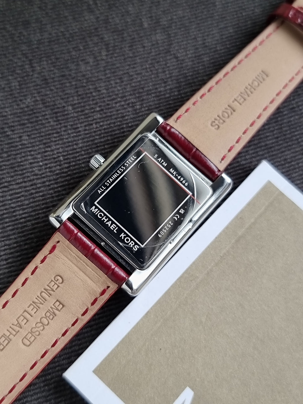 MICHAEL KORS Essex 26 mm Red Dial Leather Analogue Watch For Women - MK4966