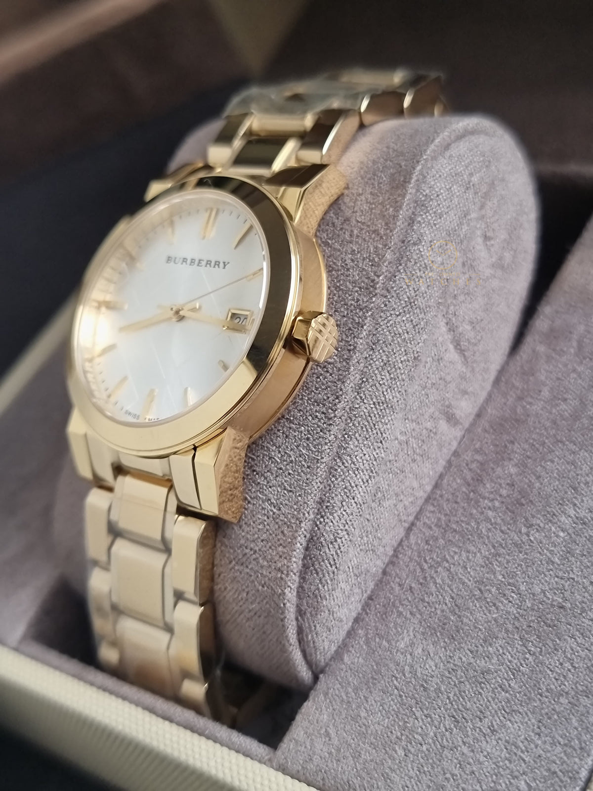 Burberry The City Gold Stainless Steel White Dial Quartz Watch for Ladies BU9103
