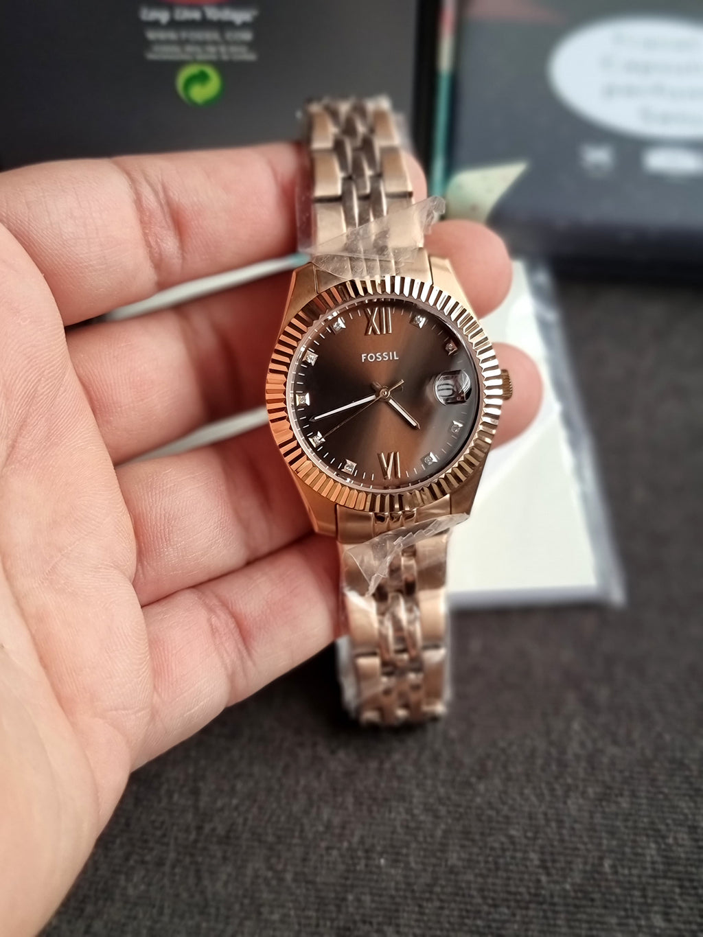 Fossil Scarlette Three-Hand Date Rose Gold-Tone Stainless Steel Watch - ES5324