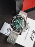Tissot Seastar Silver Mesh Bracelet Green 45mm Dial Chronograph Quartz Watch for Men's - T120.417.11.091.00