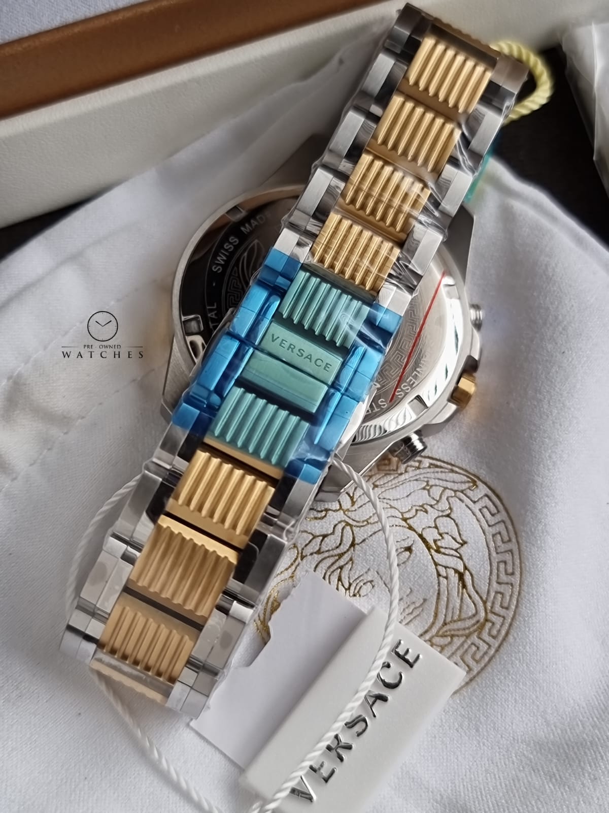 Versace Greca Action Two-tone Stainless Steel Silver Dial Chronograph Quartz Watch for Gents - VE3J00522
