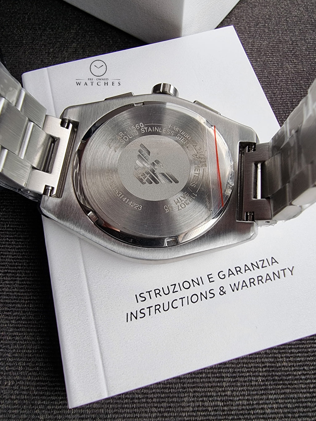 Emporio Armani Men’s Quartz Silver Stainless Steel Black Dial 43mm Watch AR11560