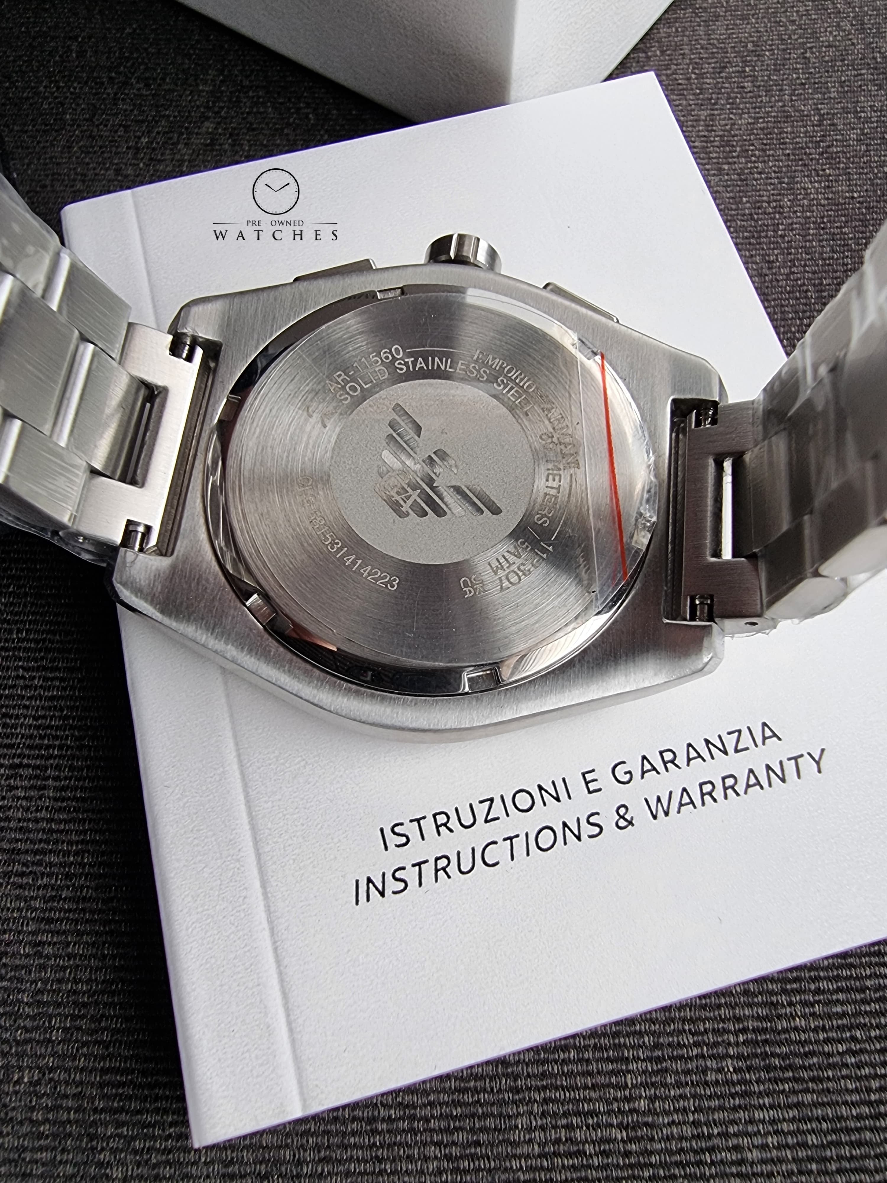 Emporio Armani Men’s Quartz Silver Stainless Steel Black Dial 43mm Watch AR11560