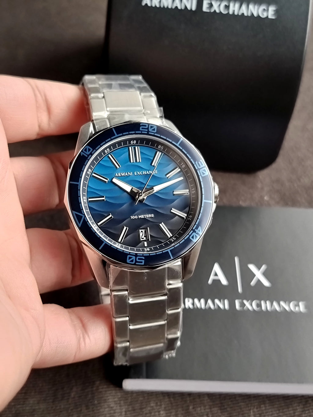 Armani Exchange Analog Blue Dial Men's Stainless Steel Watch-Ax1950