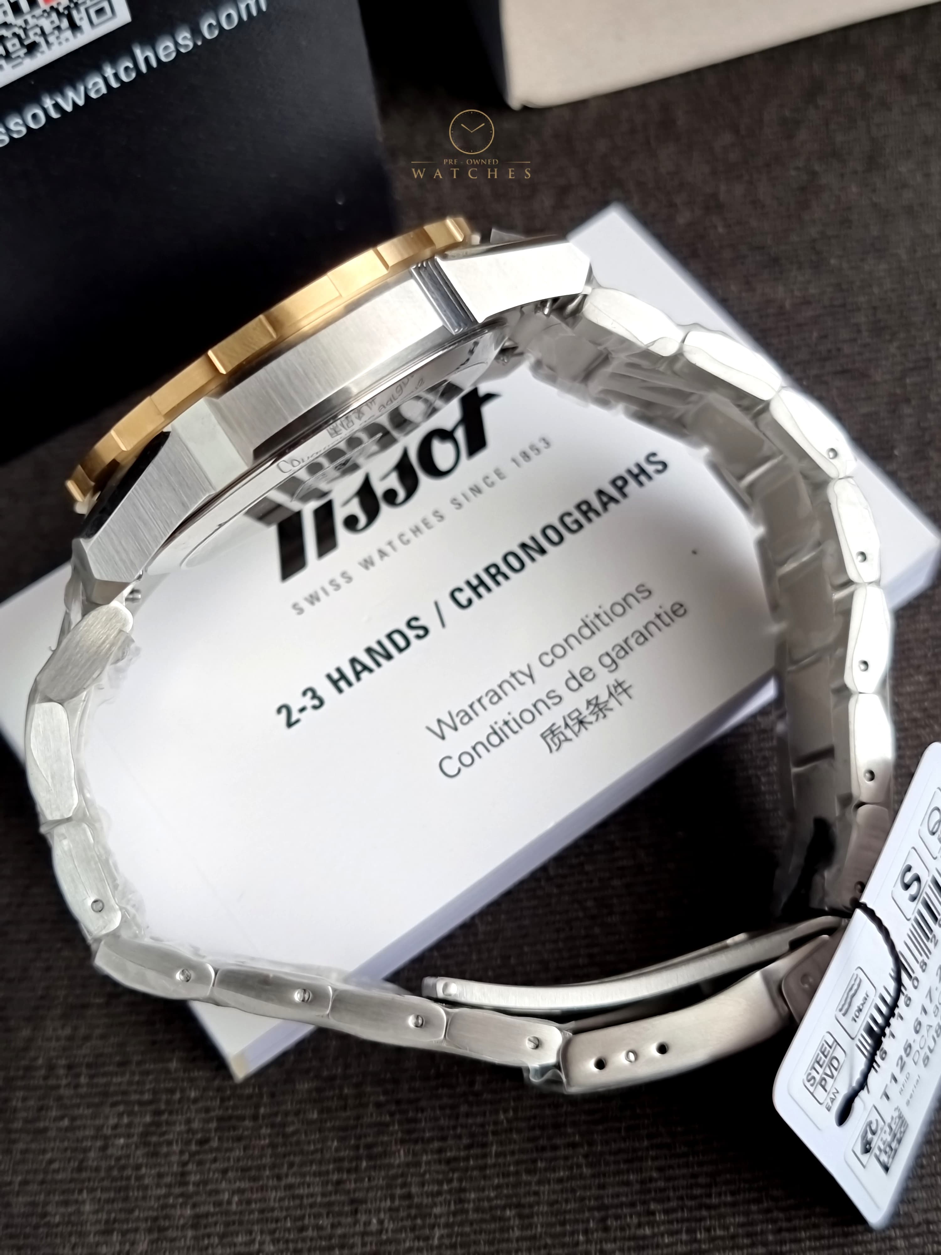 Tissot Supersport Silver Stainless Steel Black Dial 45mm Chronograph Quartz Watch for Gents - T125.617.21.051.00