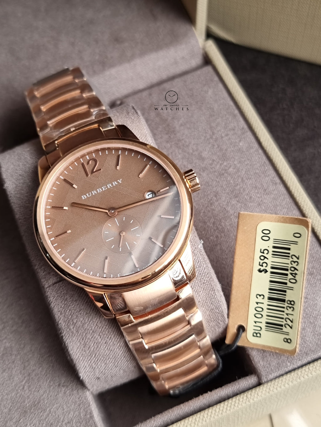 Burberry Men’s Swiss Made Stainless Steel Rose Gold Dial 40mm Watch BU10013
