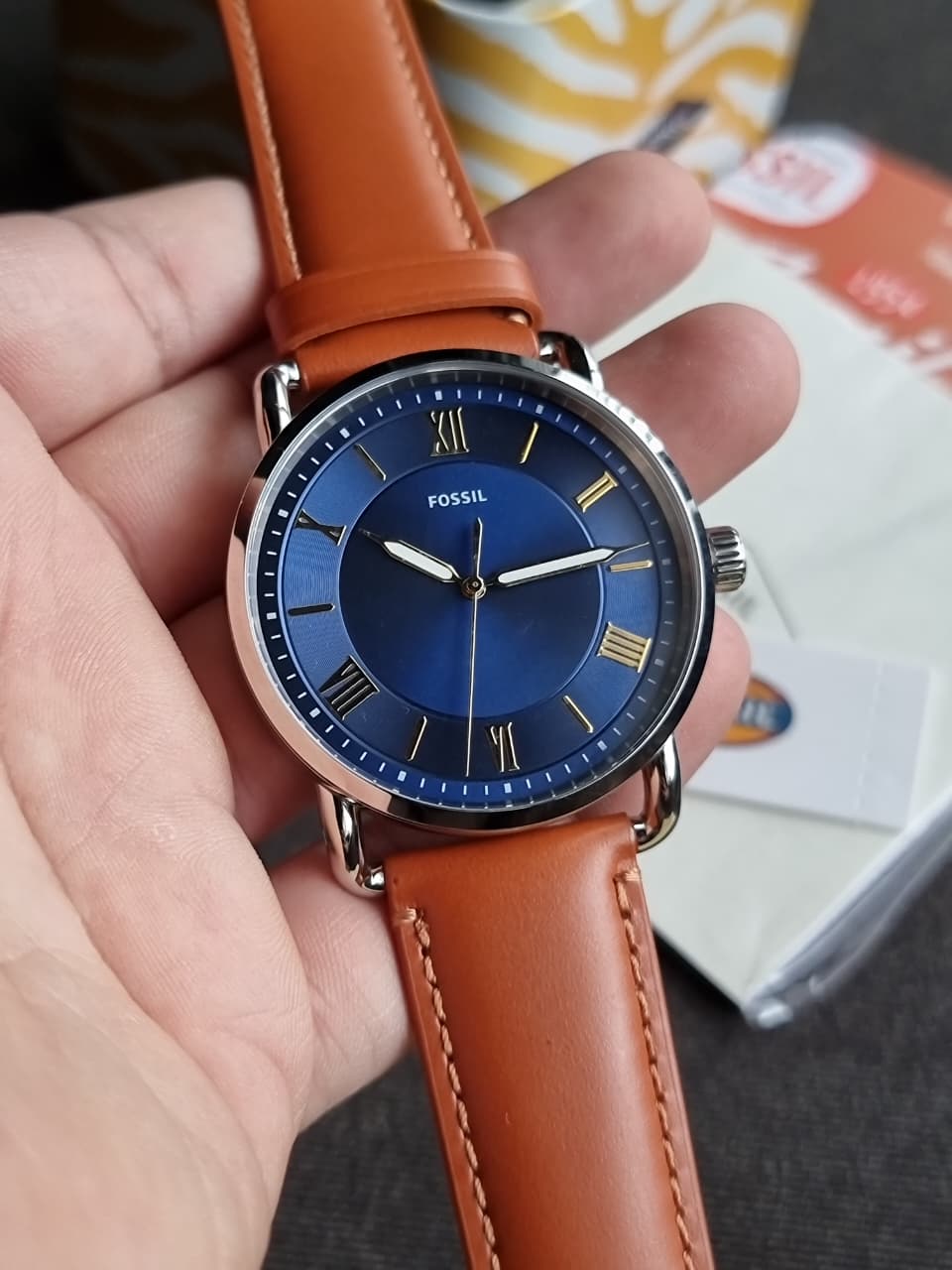 Fossil Men's Copeland Quartz Stainless Steel and Leather Three-Hand Watch FS5661