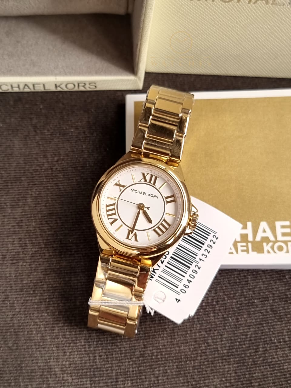Michael Kors Women’s Quartz Gold Stainless Steel White Dial 33mm Watch MK7255