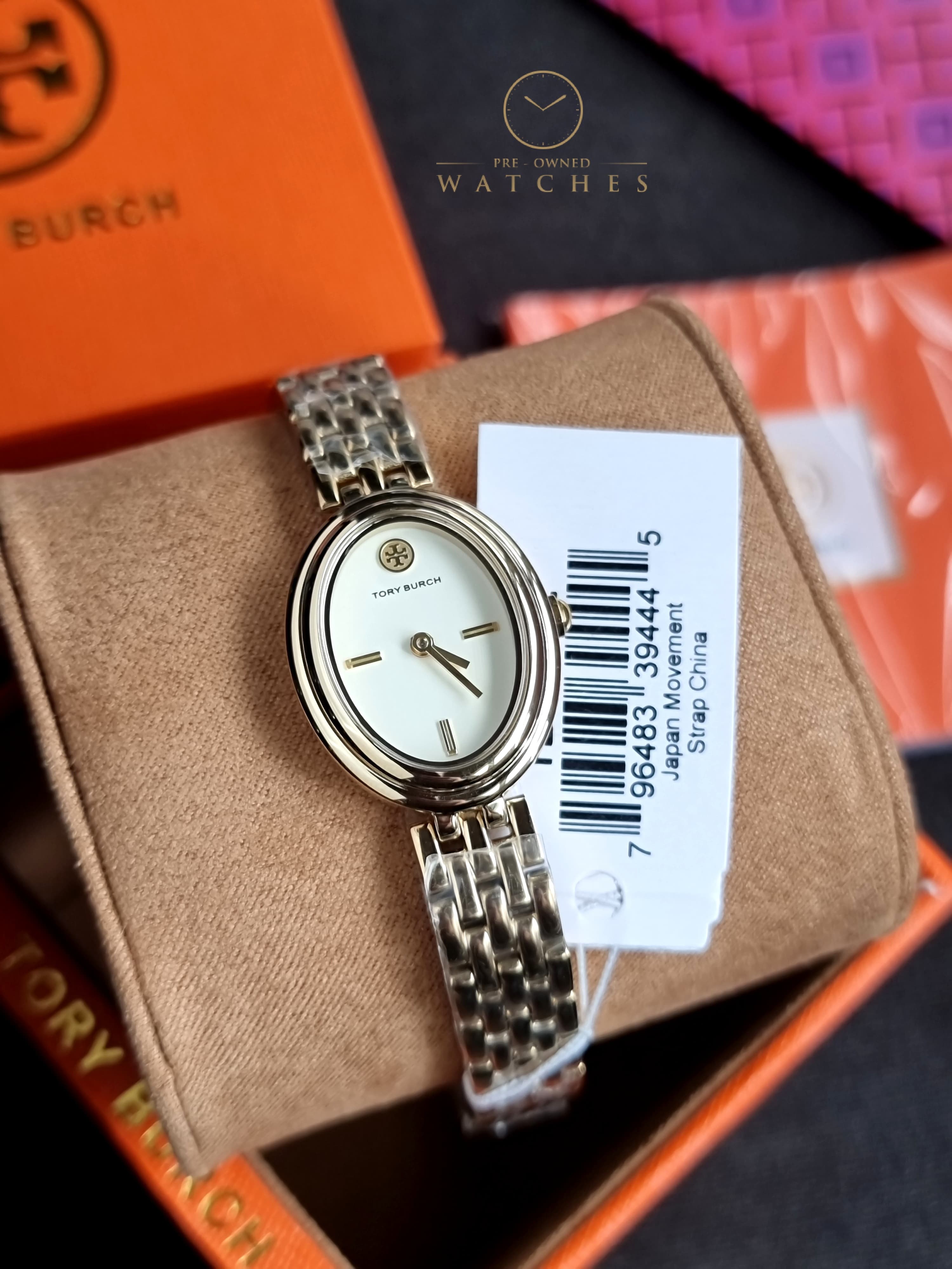 Tory Burch Oval Watch Gold Tone Stainless Steel – TBW6032