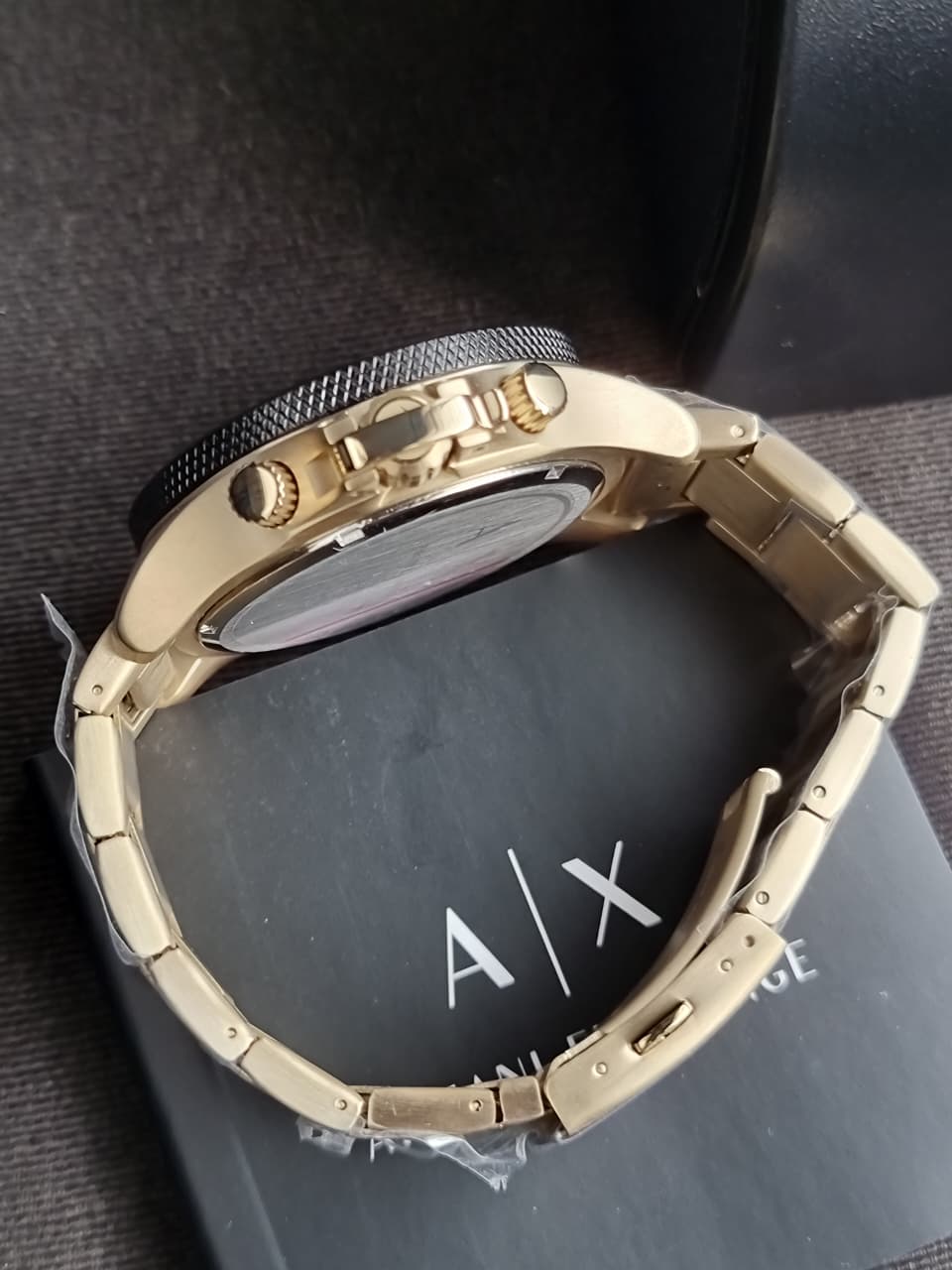 Armani Exchange Men’s Chronograph Quartz Gold Stainless Steel Black Dial 48mm Watch AX1511