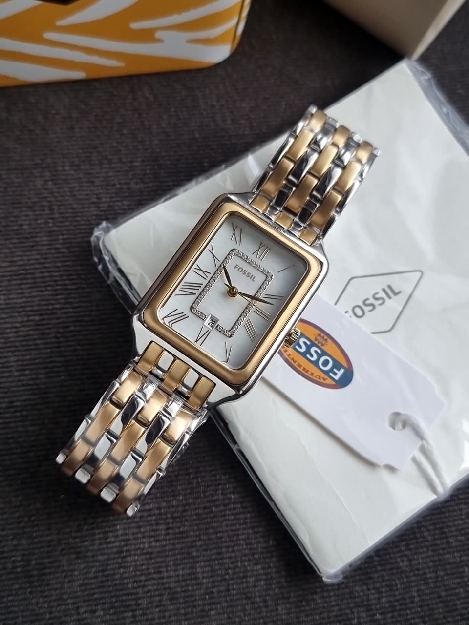 Fossil Raquel Three-Hand 26mm Date Two-Tone Stainless Steel Watch- ES5305