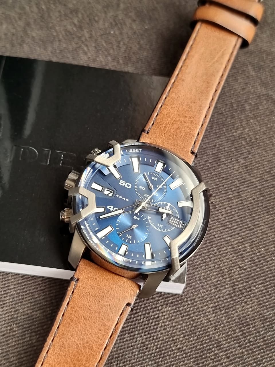 Diesel Griffed 42mm Chronograph Brown Leather Watch - DZ4604