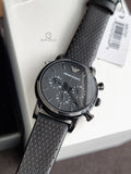 Emporio Armani Men’s Quartz Black Leather Strap Black Dial 41mm Watch AR1737