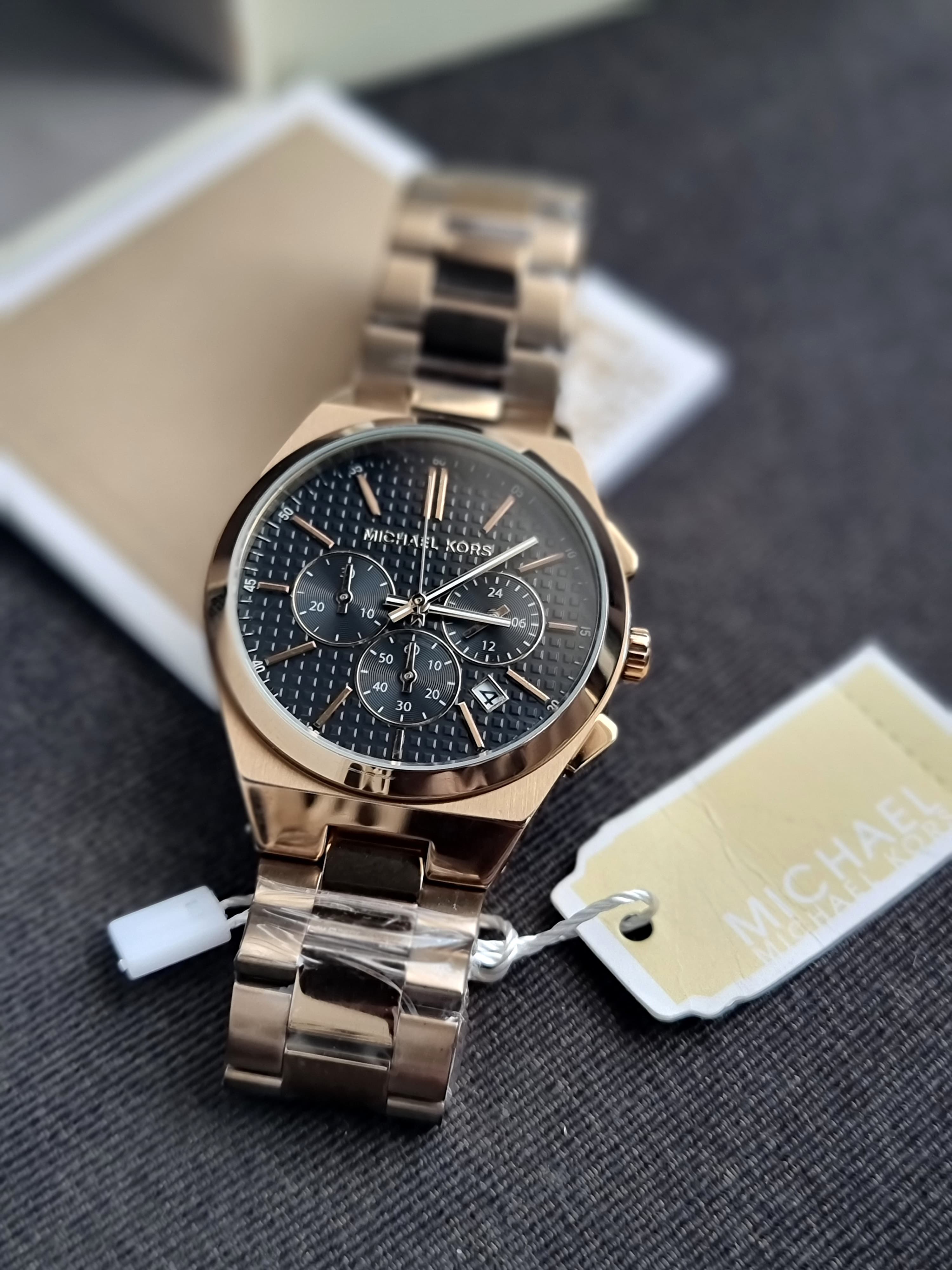 Michael Kors Men’s Quartz Rose Gold Stainless Steel Black Dial 41mm Watch MK9119