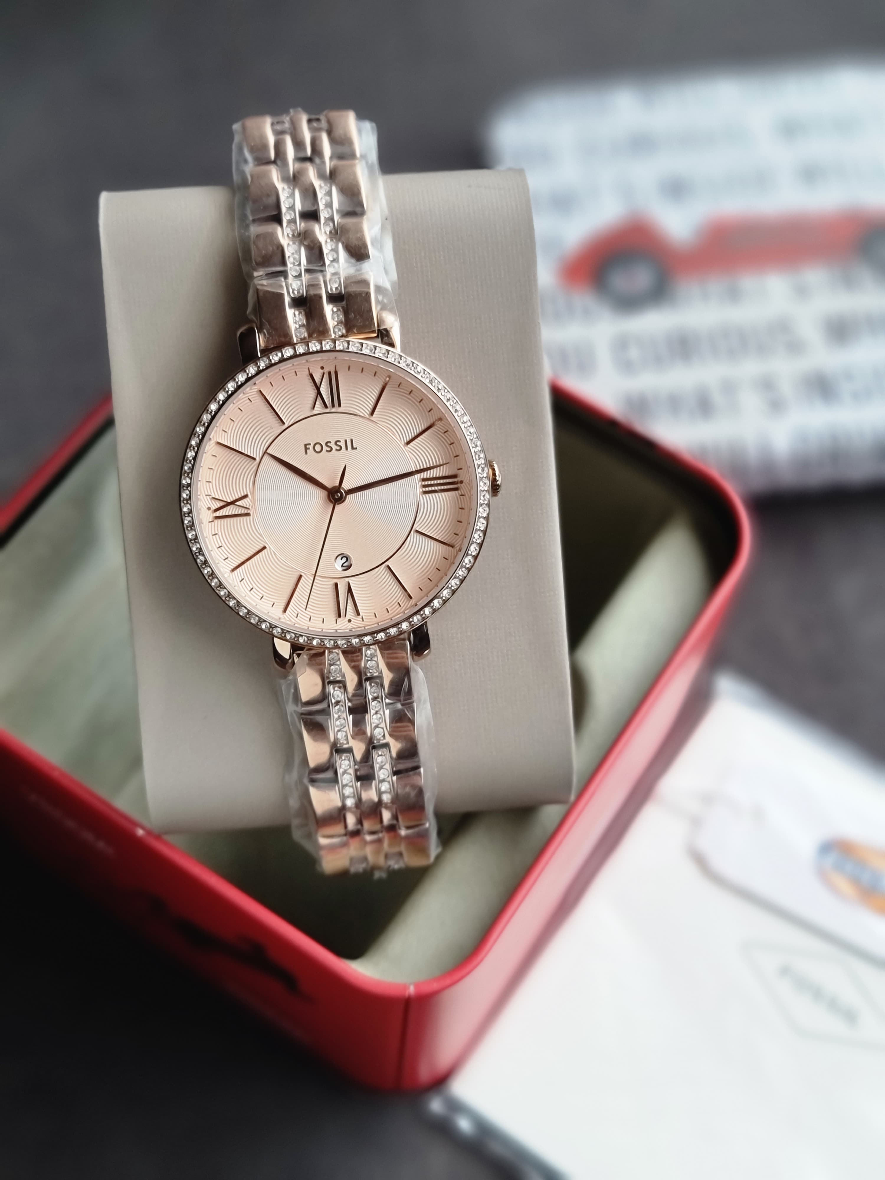 Fossil Jacqueline Rose Gold Stainless Steel Rose Gold Dial Quartz Watch for Ladies - ES3546(without tag)