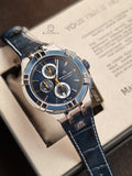 Maurice Lacroix Aikon Blue Leather Strap Blue Dial Chronograph Quartz Watch for Gents - AI1018-SS001-432-4